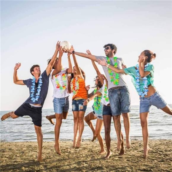 Hawaiian Leis 50 Counts Hawaii Flower Leis Adults + Kids Luau Party Decorations - Picture 6 of 6